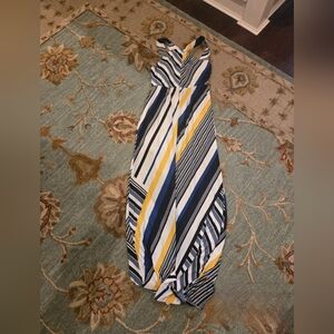 Soma Striped Maxi Dress in Blue, Yellow, and White